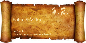 Hahn Réka névjegykártya